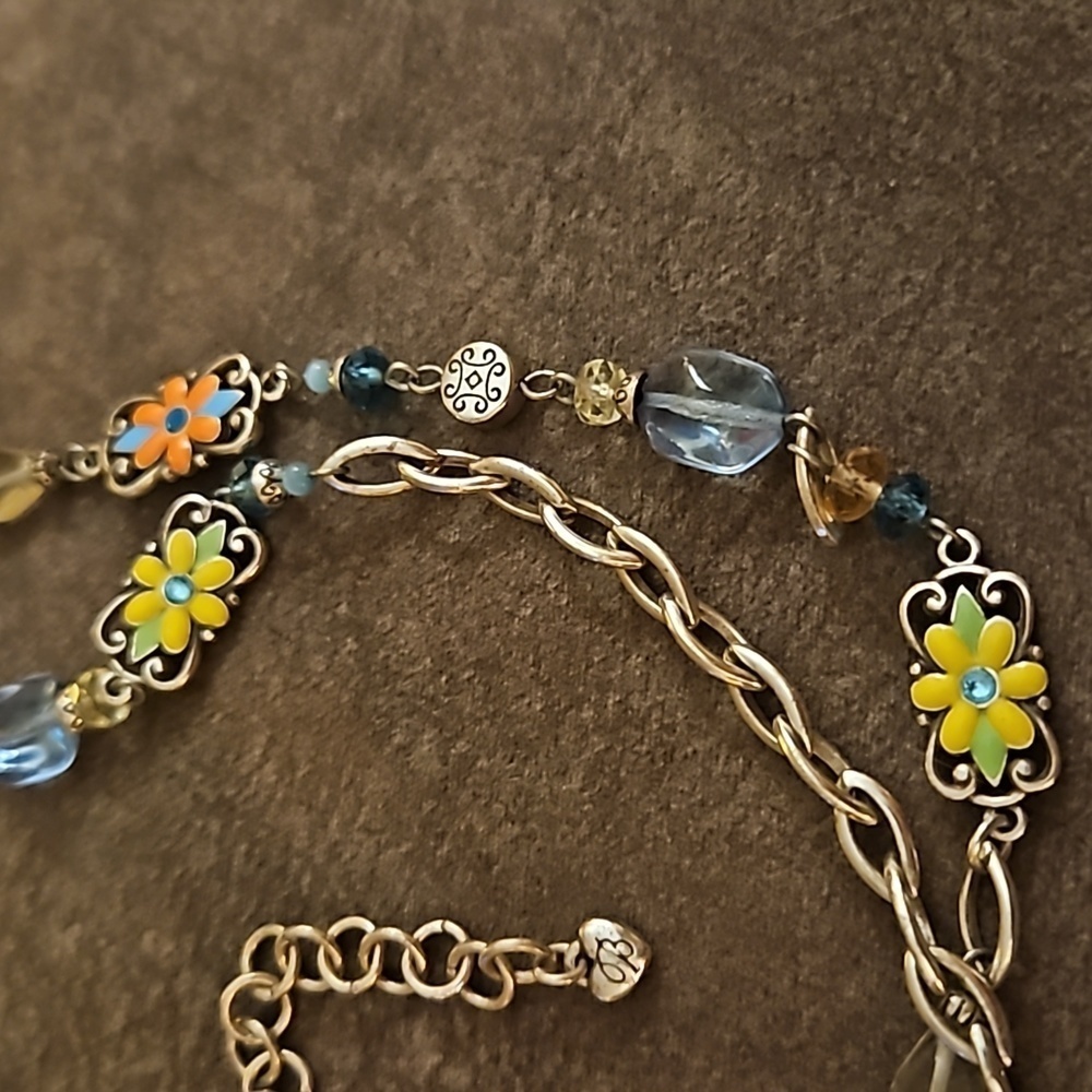 BRIGHTON Long Two-sided Floral Tile Chain Sun Joy Station Necklace - Picture 4 of 10